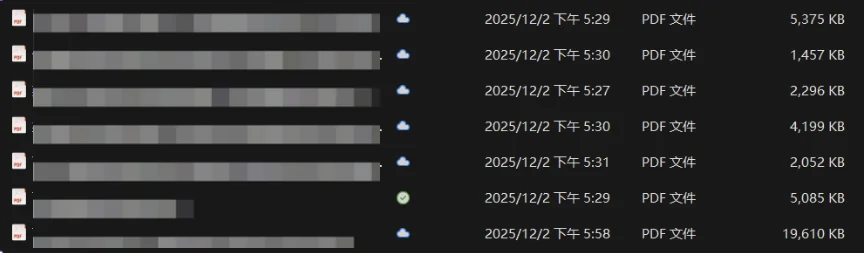 A list of PDF files