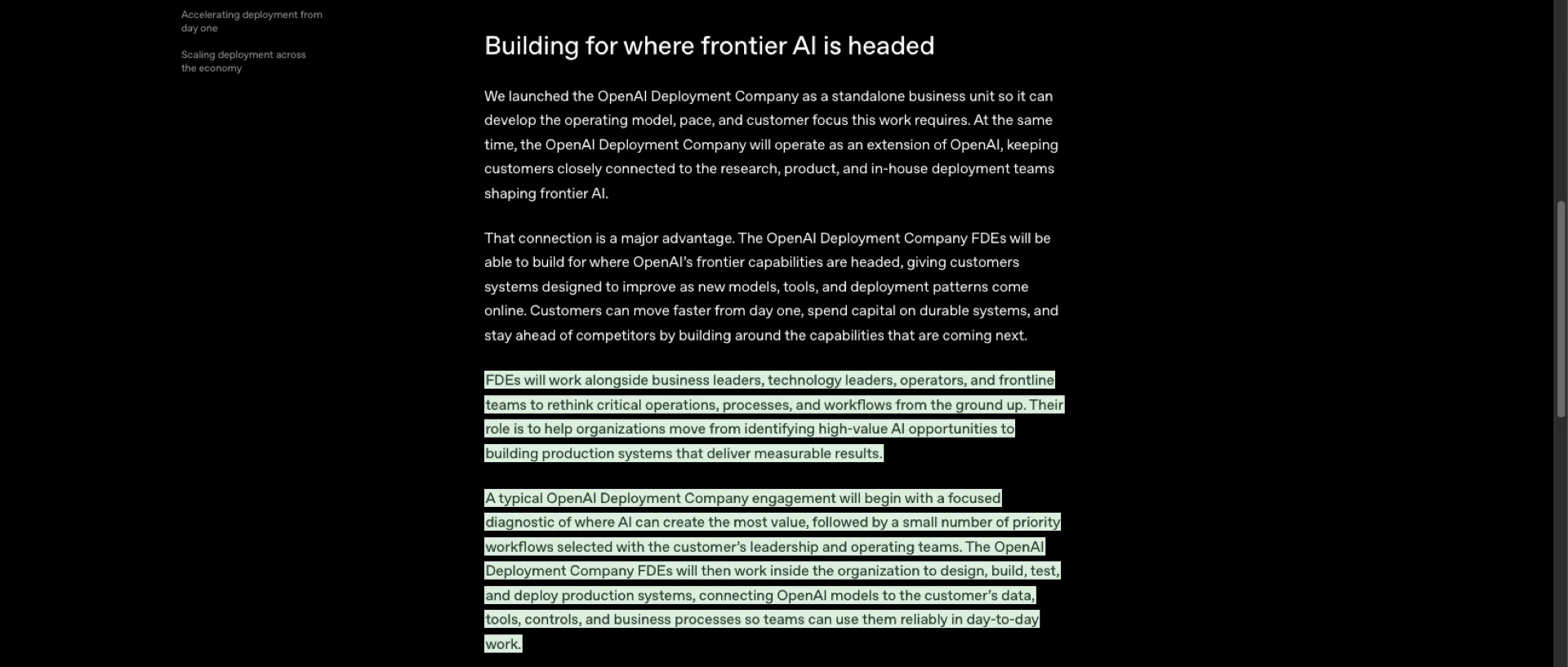 OpenAI's description from value diagnosis to production deployment