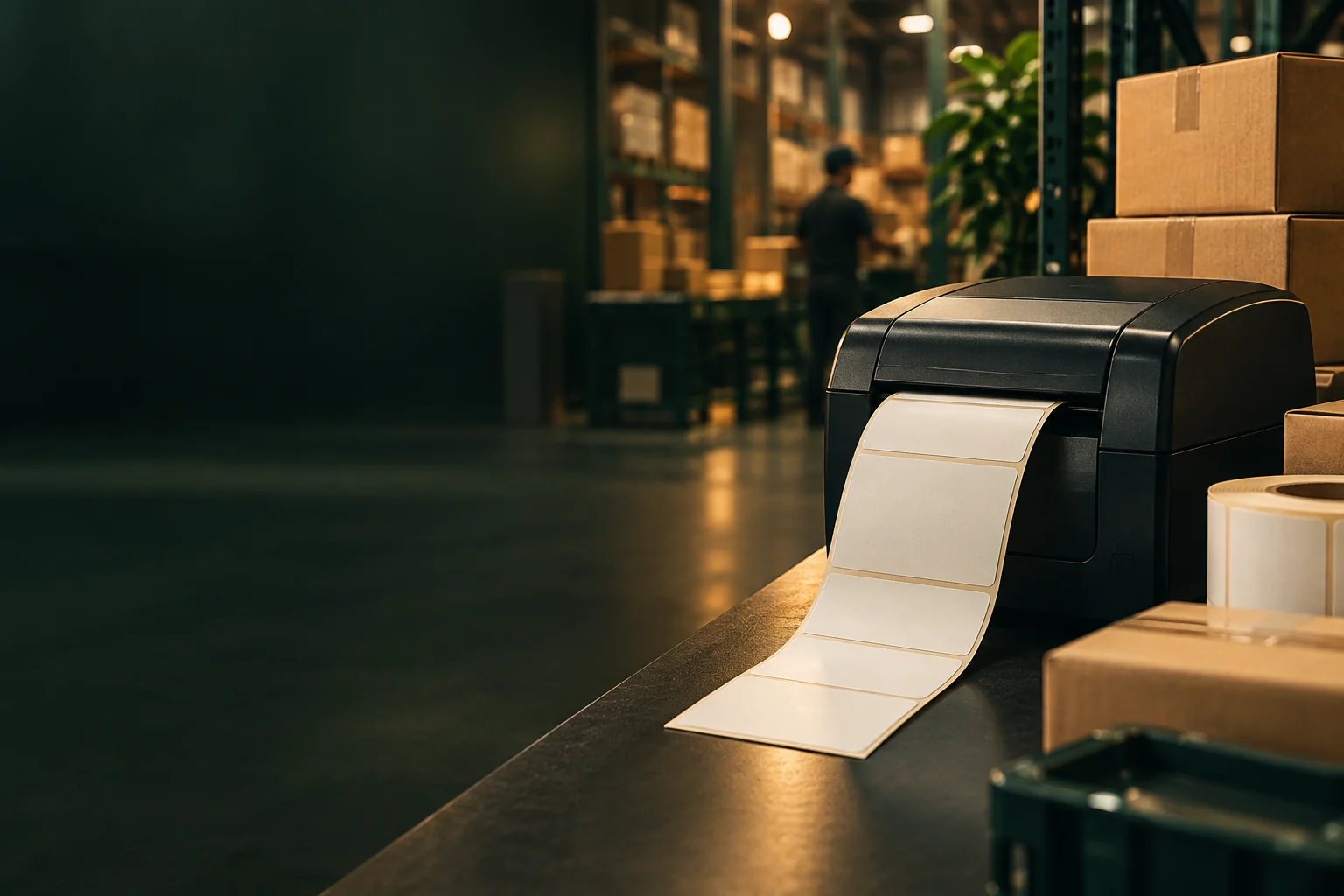 Label printer and blank label rolls, illustrative case cover