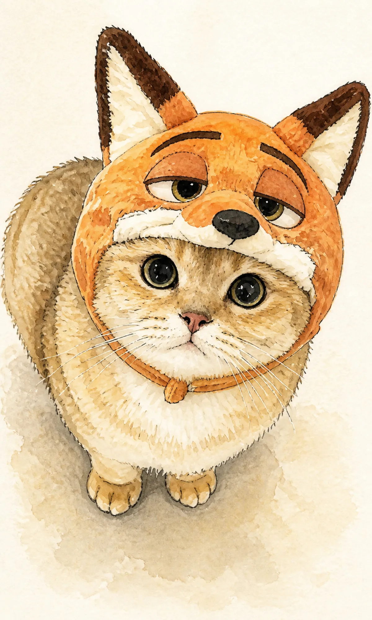 Photo Ink output sample showing a cat in a fox hat as an ink illustration.